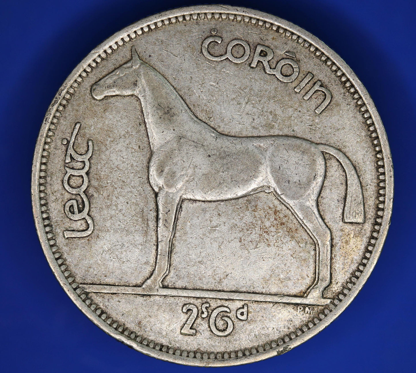 GENUINE 1940 Irish Half Crown 2/6 Ireland EIRE coin, 75% silver, Irish Hunter Horse [10/25 33577]