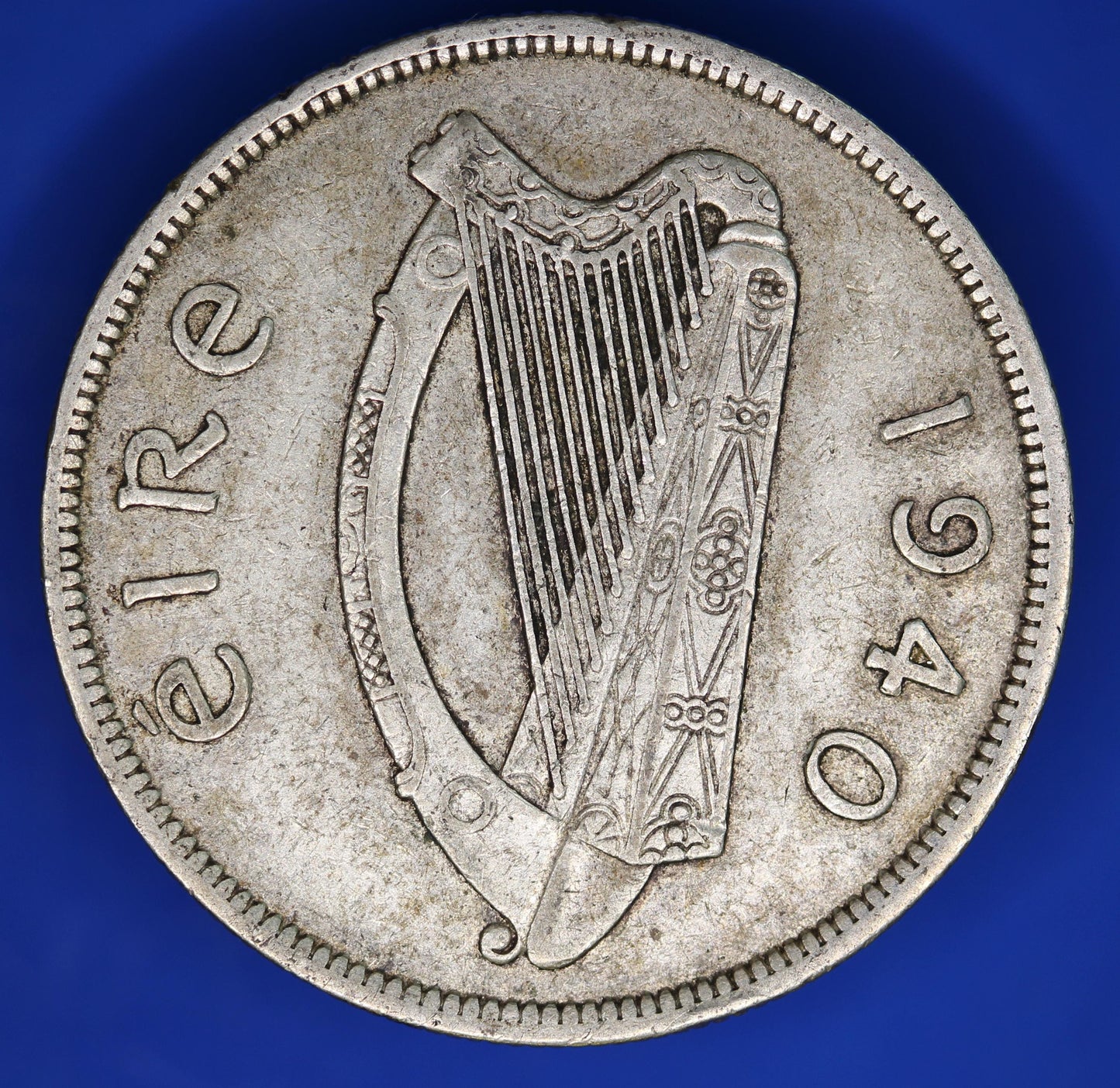 GENUINE 1940 Irish Half Crown 2/6 Ireland EIRE coin, 75% silver, Irish Hunter Horse [10/25 33577]
