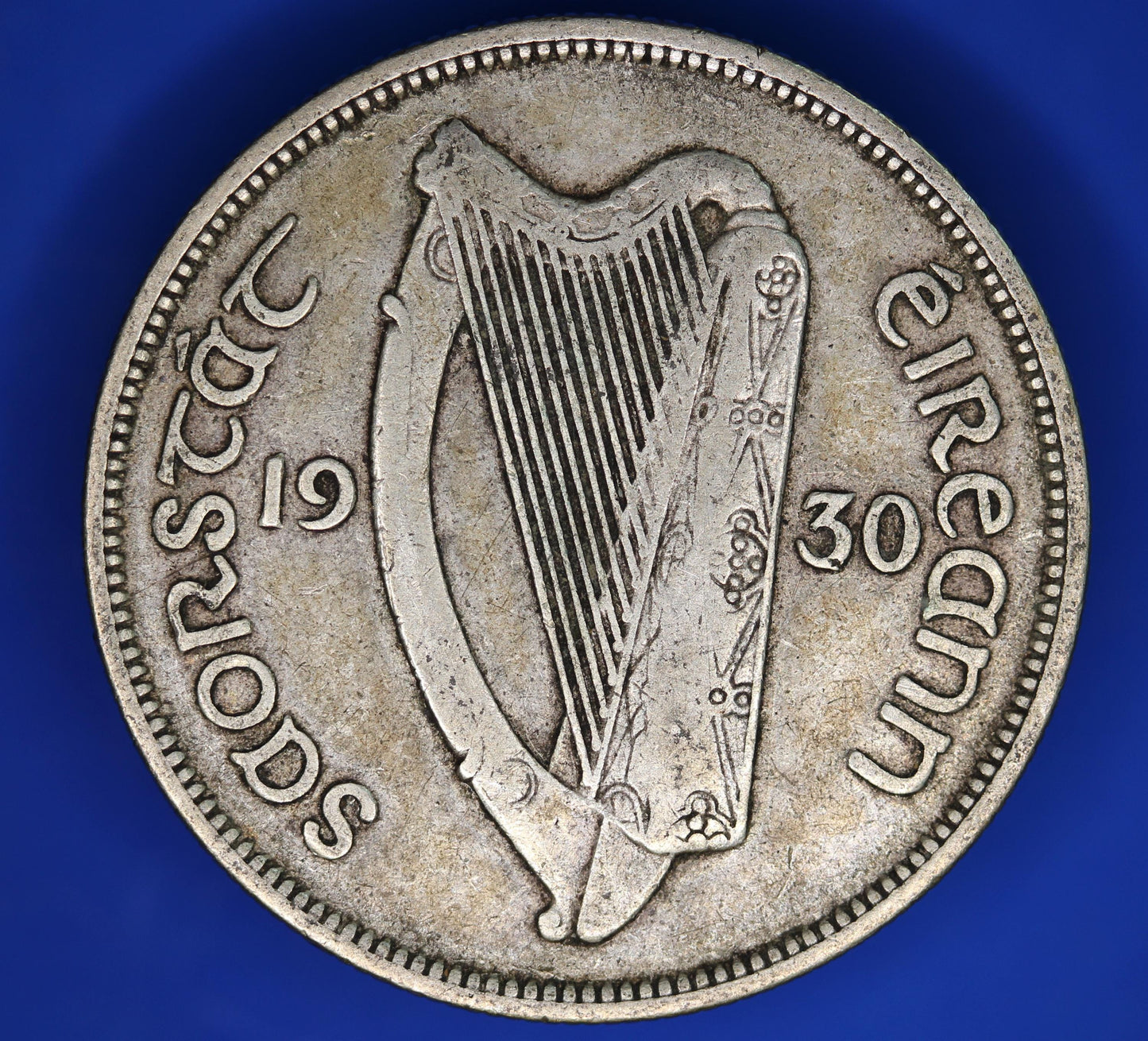 GENUINE 1930 Irish Half Crown 2/6 Ireland EIRE coin, 75% silver, Irish Hunter Horse [10/25 33579]