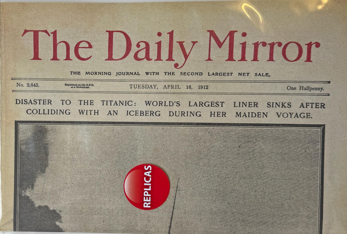 Reproduction Titanic newspaper Daily Mirror [TITNP1]