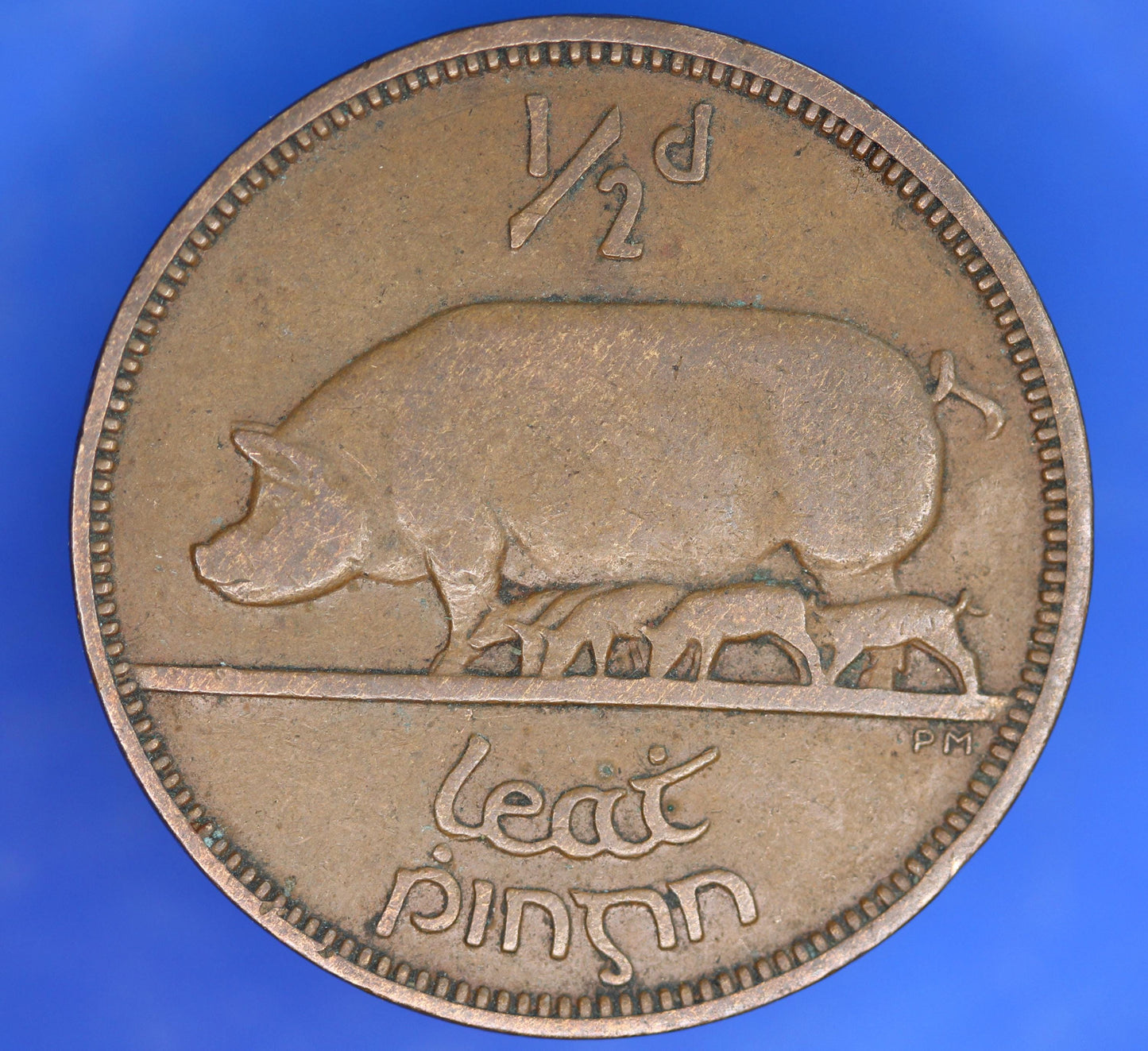 GENUINE 1940 Irish Half Penny 1/2d EIRE Ireland coin, Sow & Piglets [11/25 33610]