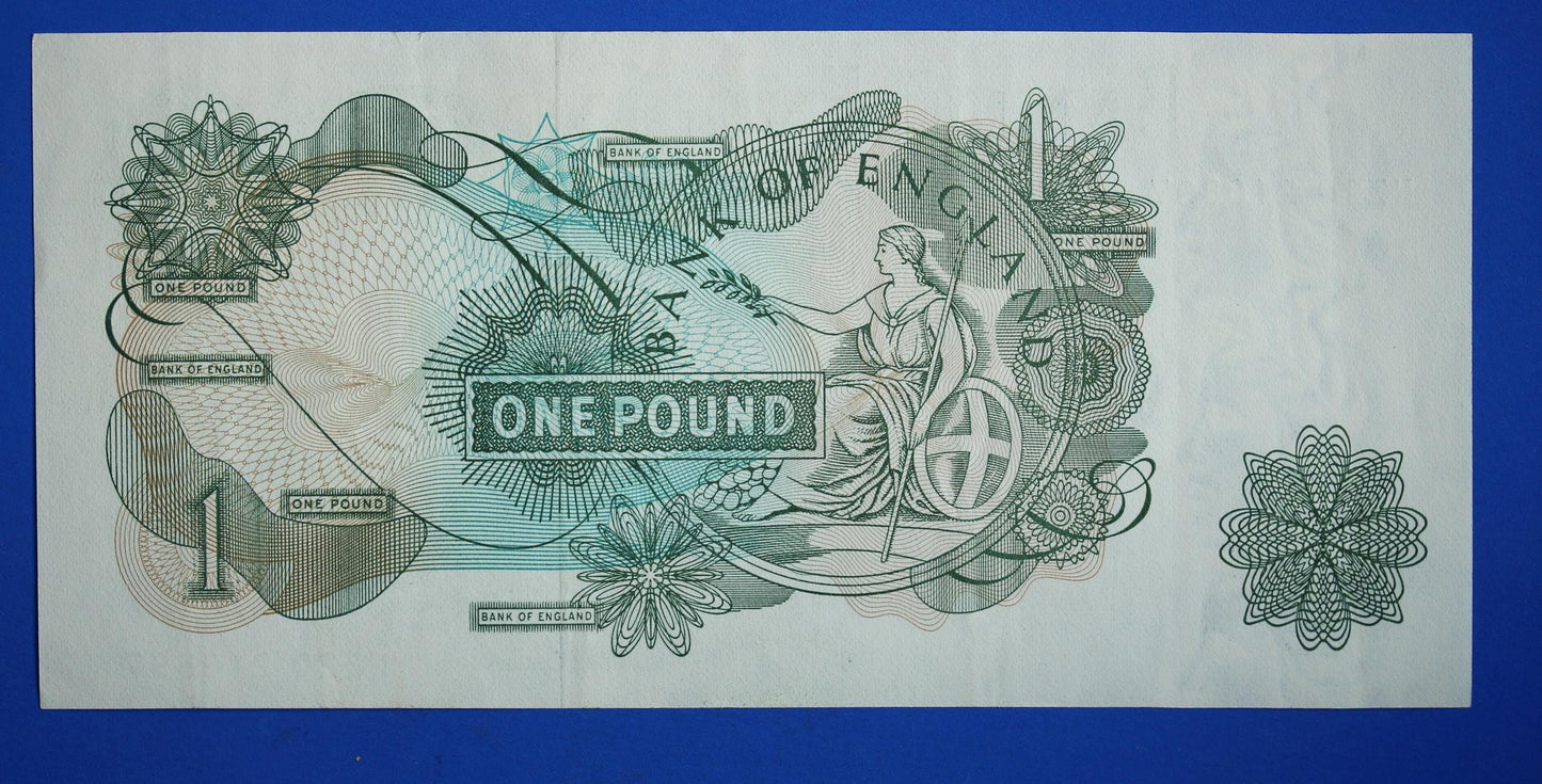 1970 Bank of England One pound 1 pound JB Page Prefix "HZ20" banknotes, Elizabeth II [11/25 33658]