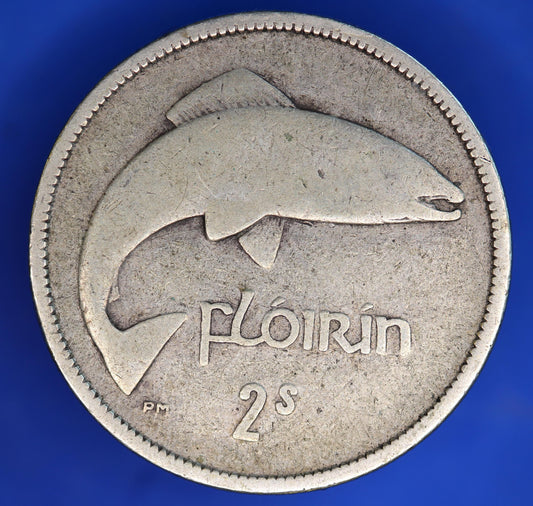 GENUINE 1935 Irish florin two shilling Ireland EIRE coin, 75% silver [11/25 33749]