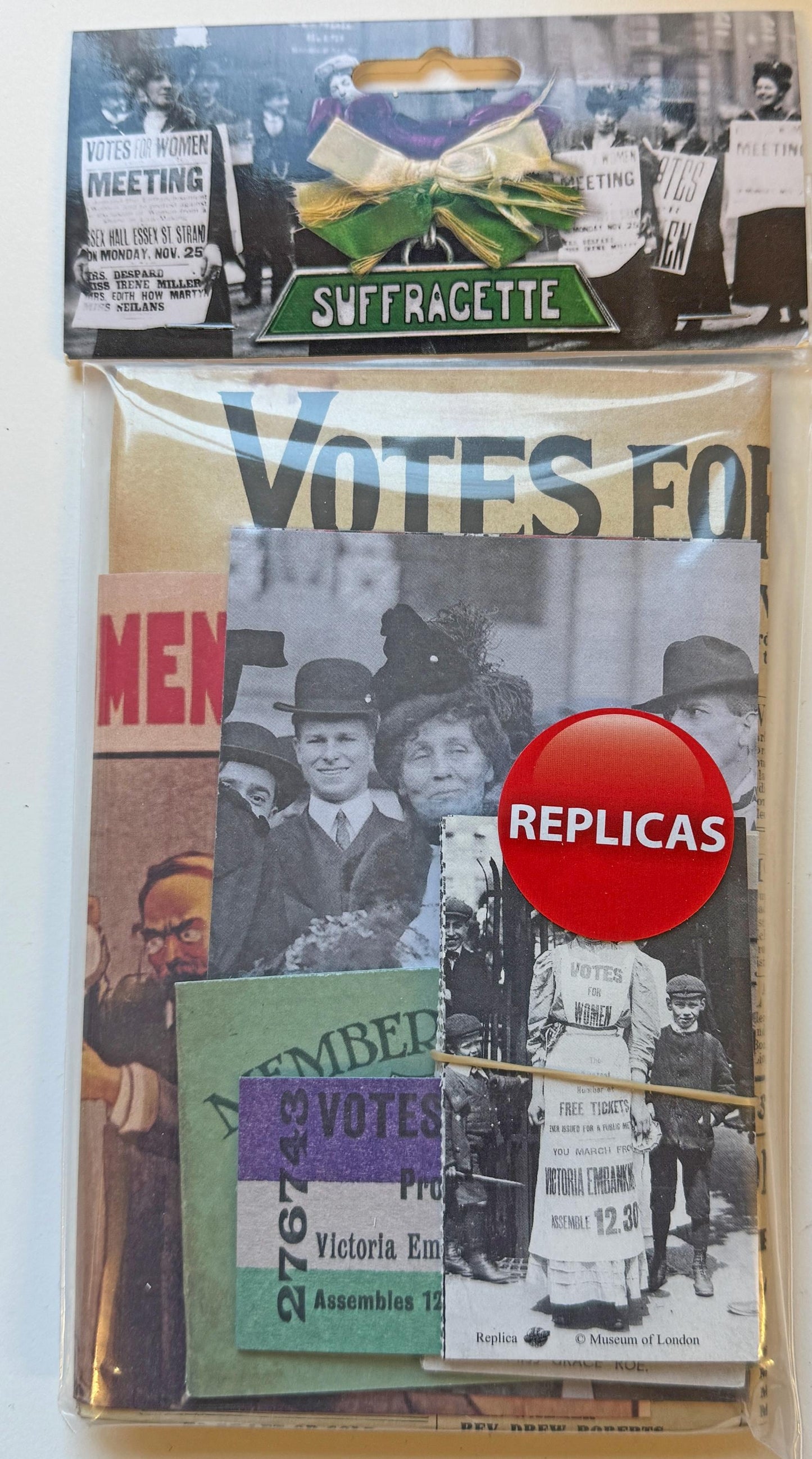 Reproduction Suffragettes /Votes for Women memorabilia pack   [SUFPK1]
