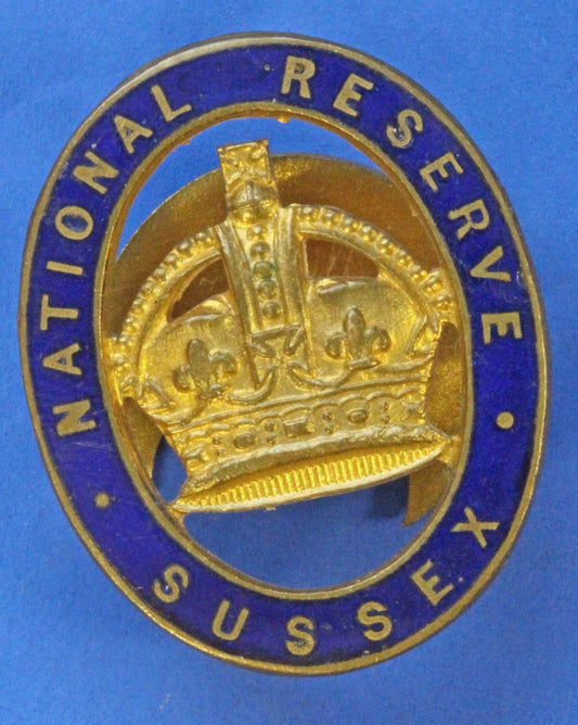 British Army Militaria - WW1 National Reserve Sussex home front numbered badge     [12/25 33832]