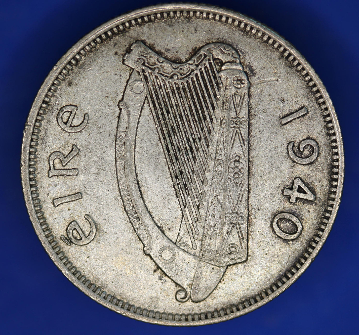 GENUINE 1940 Irish florin Ireland EIRE coin, 75% silver, Salmon [12/25 33872]