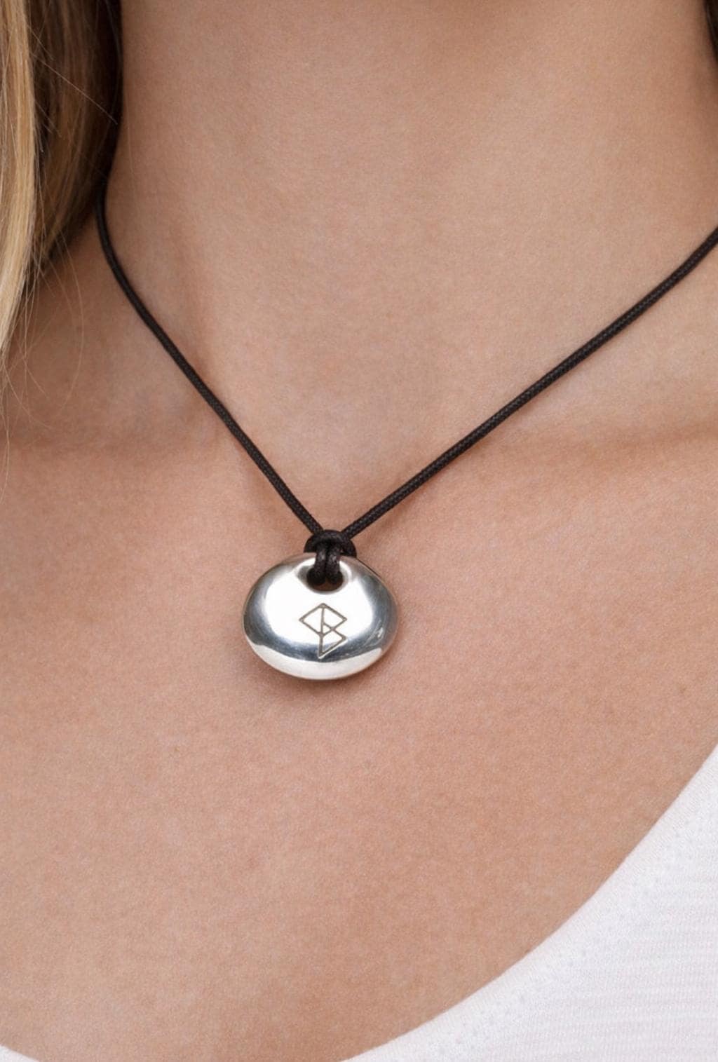 Viking Rune Stone Pendant - Protection, Love, Wealth, Success on a waxed cord, with information card [RUNE]