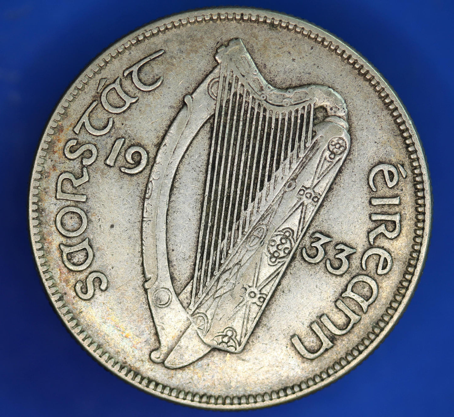 GENUINE 1933 Irish Half Crown Ireland EIRE coin, 75% silver, Hunter [12/25 33863]