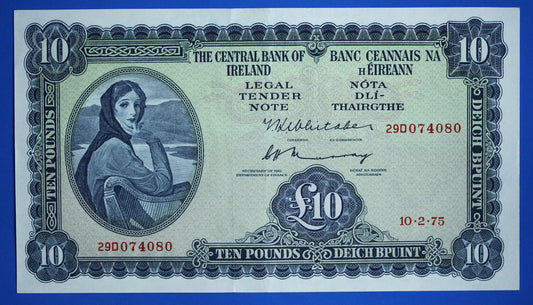 1975 Central Bank of Ireland, Ten Pound, Irish EIRE Lady Lavery banknote [12/25 34006]