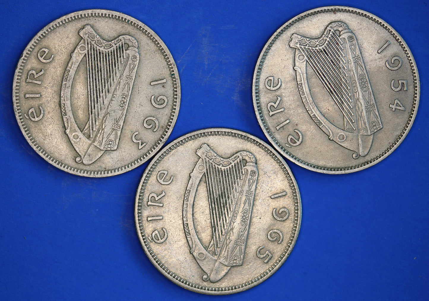 GENUINE 3 Irish florins /two shillings Ireland EIRE coins, Salmon, various dates [01/26 34071]