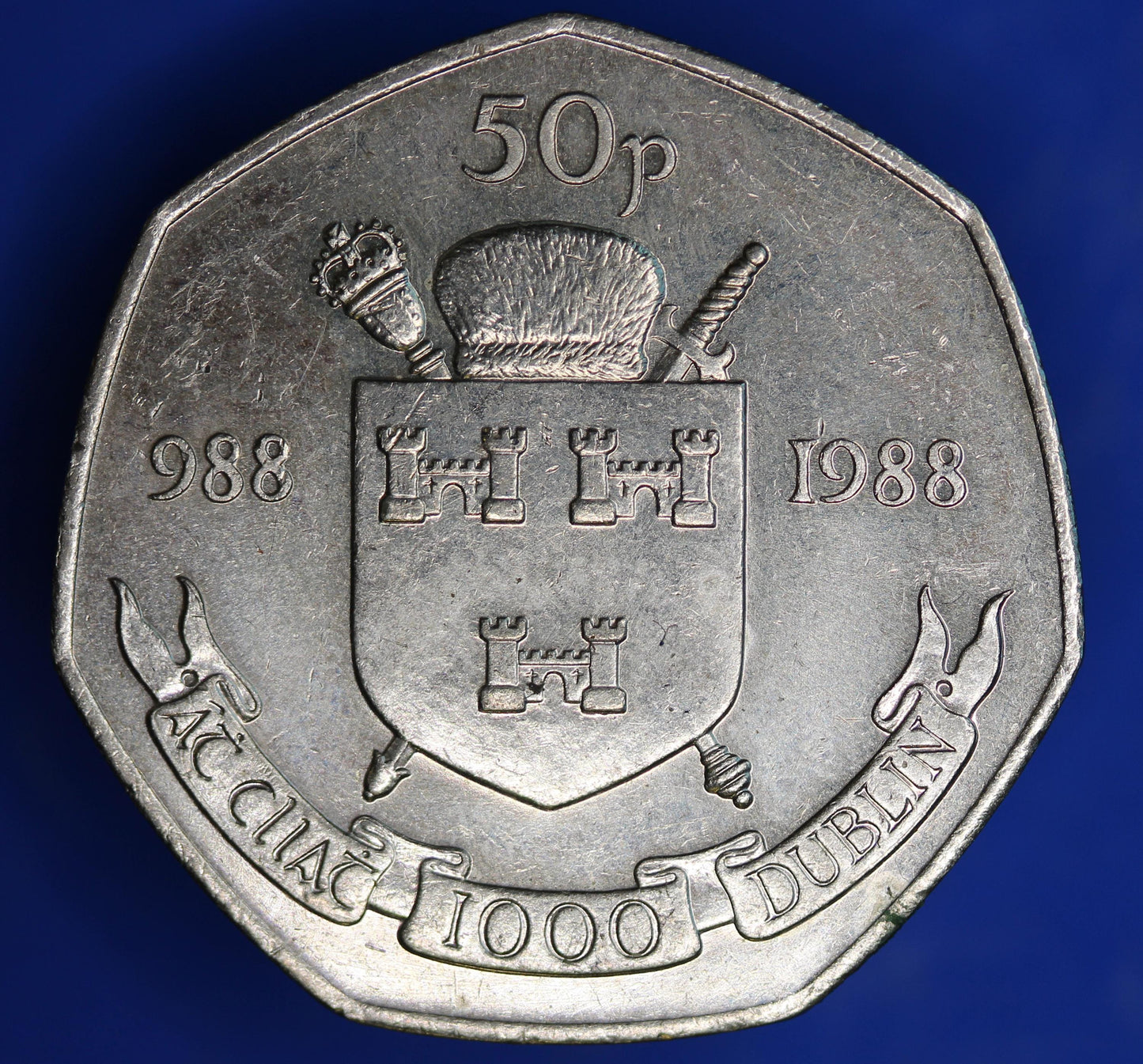1988 Irish Ireland EIRE Fifty Pence 50p coin, Dublin Millennium    [01/26 34081]