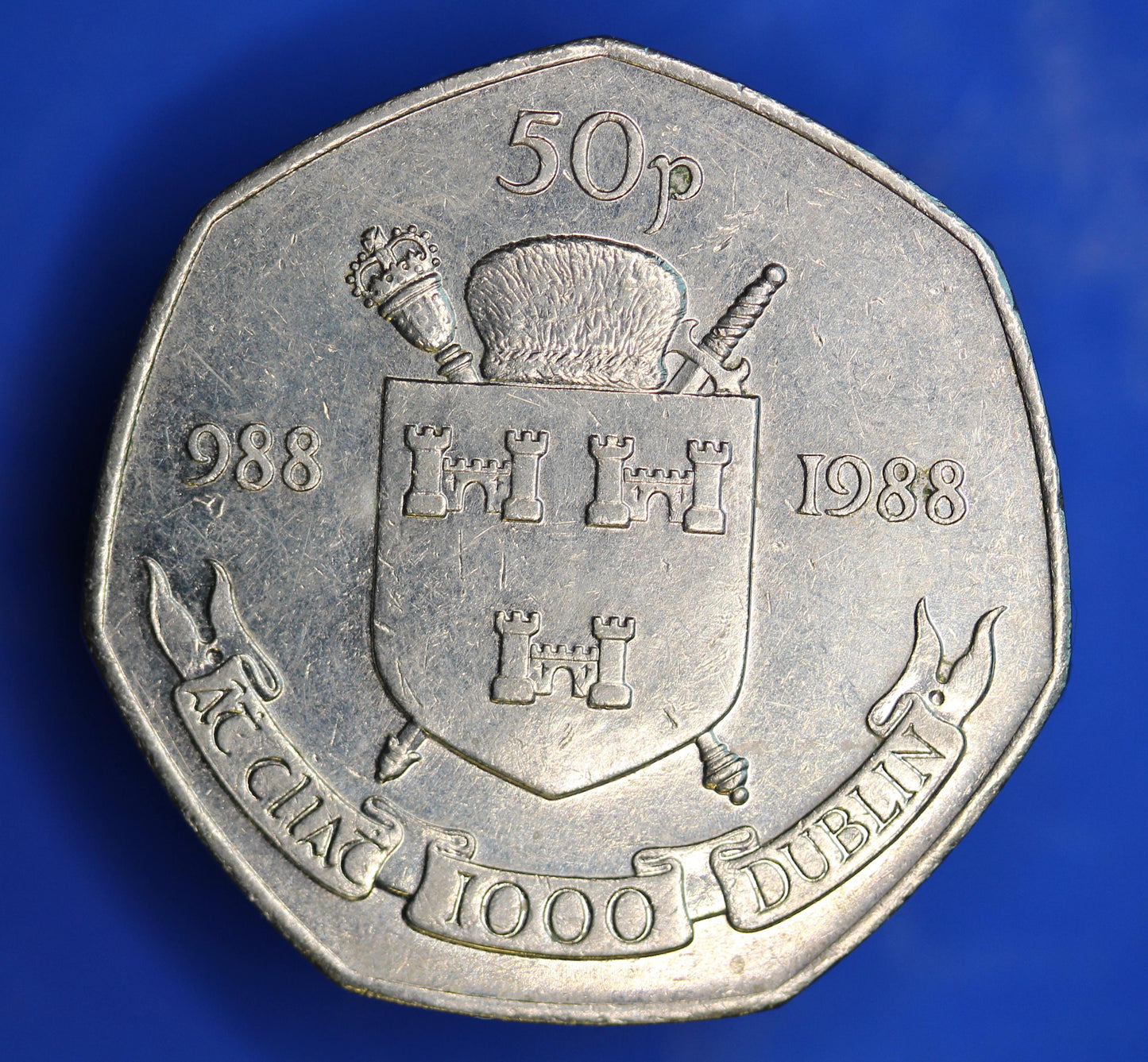 1988 Irish Ireland EIRE Fifty Pence 50p coin, Dublin Millennium    [01/26 34086]