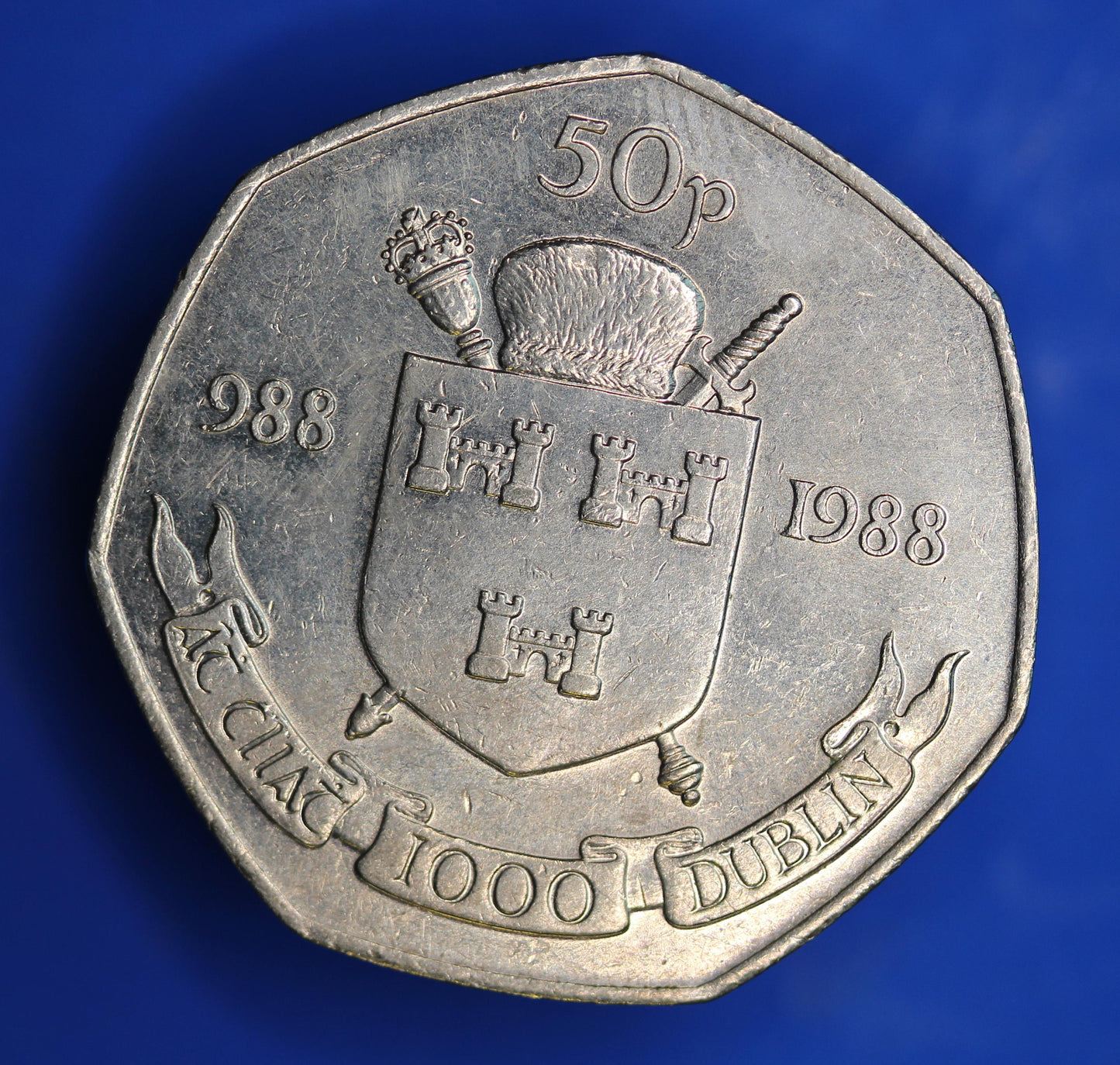 1988 Irish Ireland EIRE Fifty Pence 50p coin, Dublin Millennium    [01/26 34089]