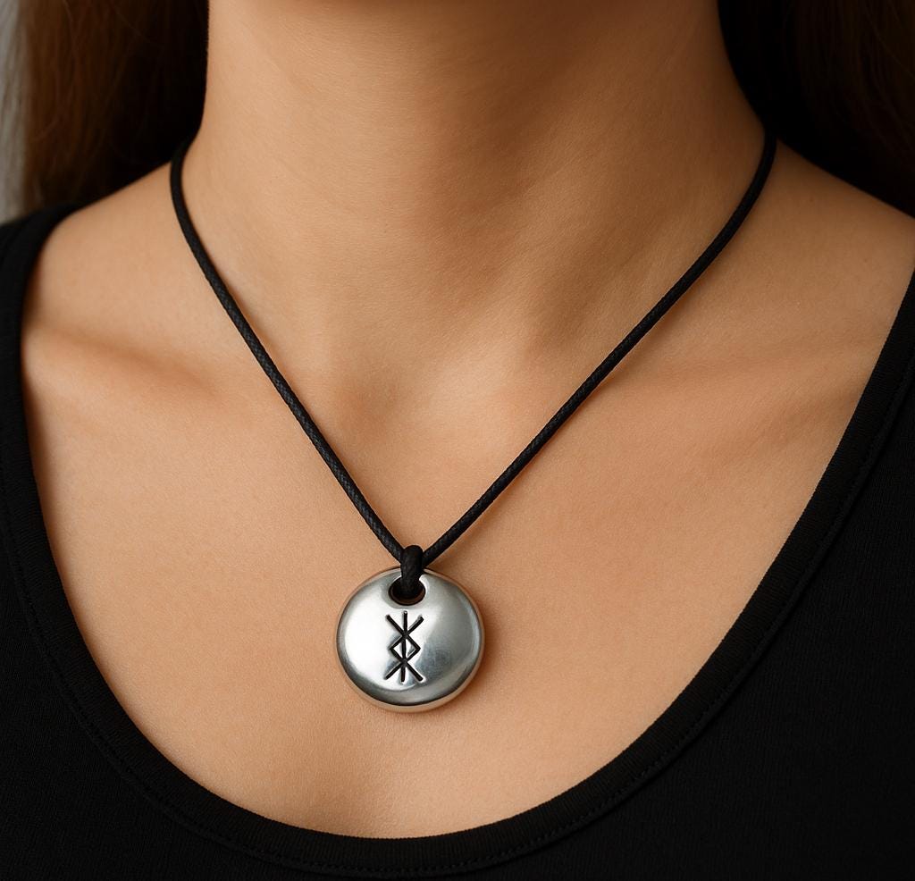 Viking Rune Stone Pendants - Love and Protection on a waxed cord, with information card [RUNE2]