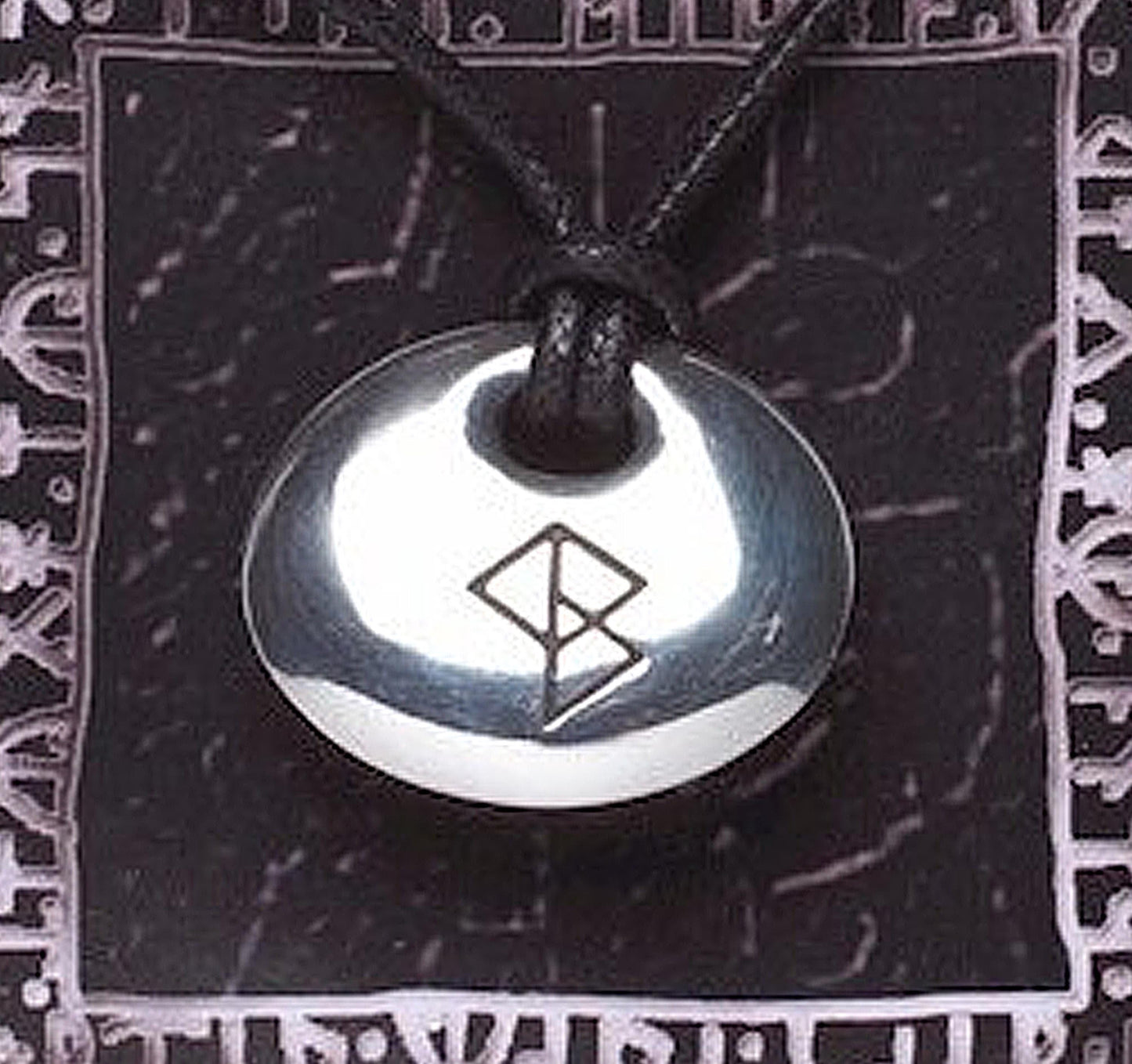 Viking Rune Stone Pendant - Success on a waxed cord, with information card [RUNES]