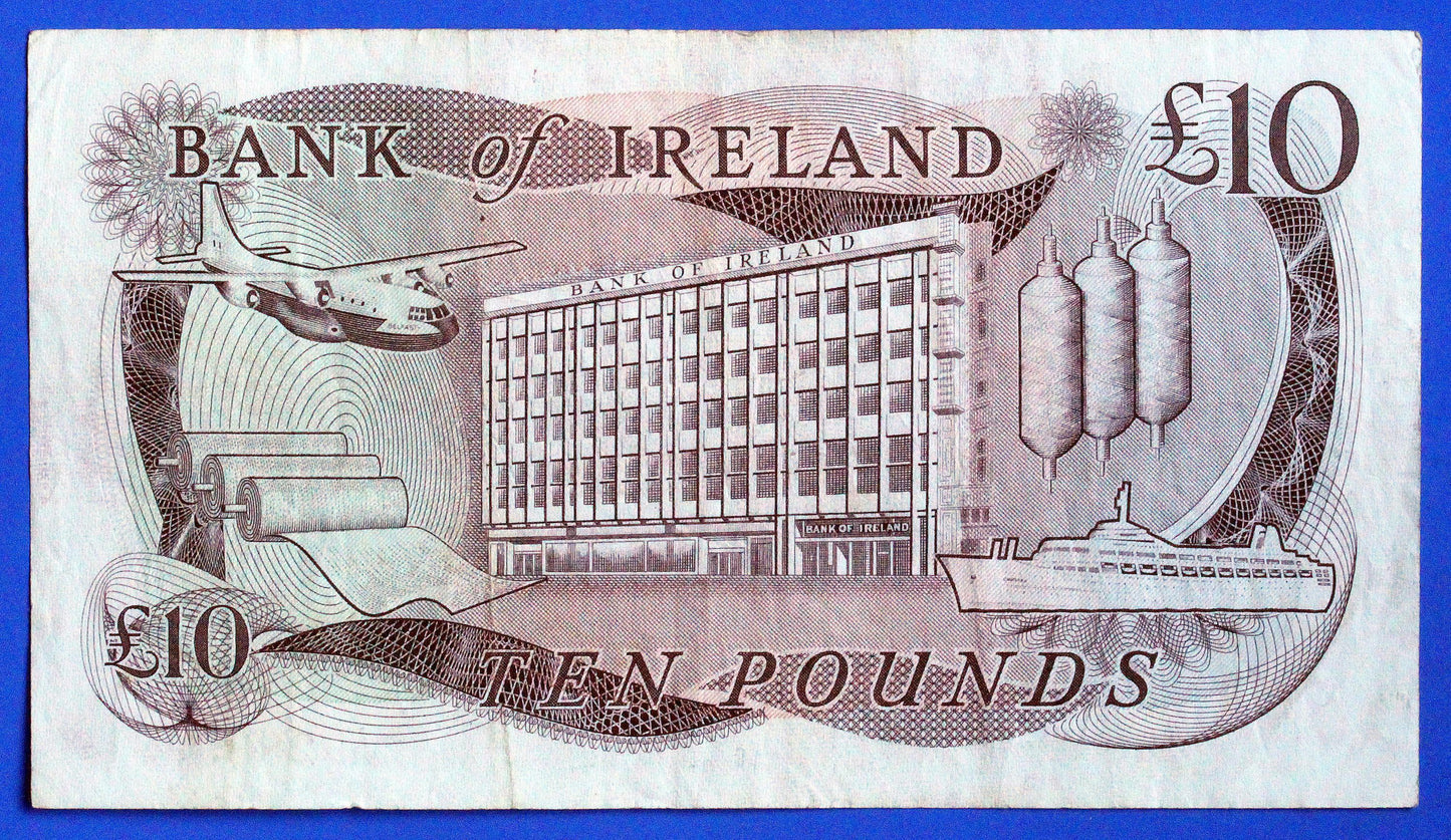1984 Bank of Ireland Ten Pound Banknote, Northern Ireland, Harrison "AD"   [01/26 34118]