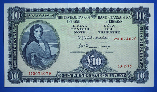 1975 Central Bank of Ireland, Ten Pound, Irish EIRE Lady Lavery banknote [12/25 34007]