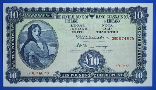 1975 Central Bank of Ireland, Ten Pound, Irish EIRE Lady Lavery banknote [12/25 34008]
