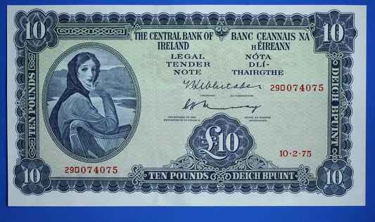 1975 Central Bank of Ireland, Ten Pound, Irish EIRE Lady Lavery banknote [12/25 34011]