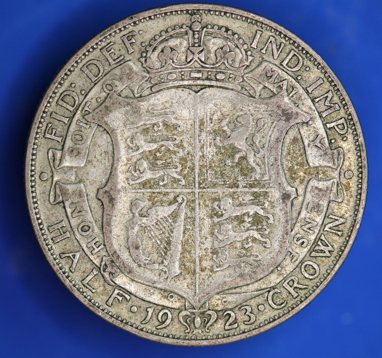 GENUINE British Coin -  1923 George V half crown, 50% silver coin  [01/26 34190]