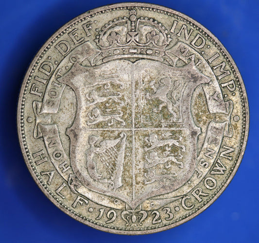 GENUINE British Coin -  1923 George V half crown, 50% silver coin  [01/26 34190]