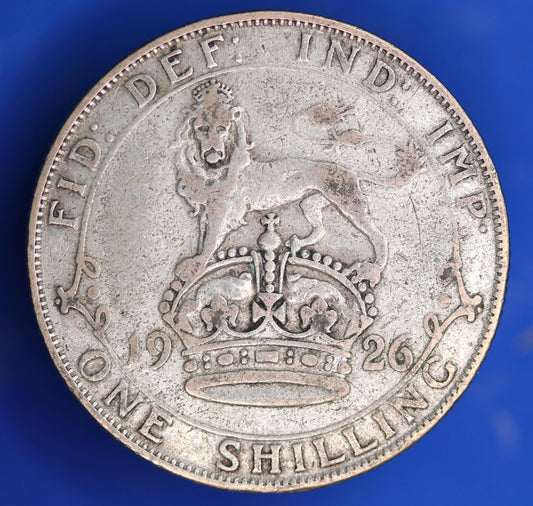 GENUINE British Coin -  1926 George V One Shilling, 50% silver coin  [01/26 34208]