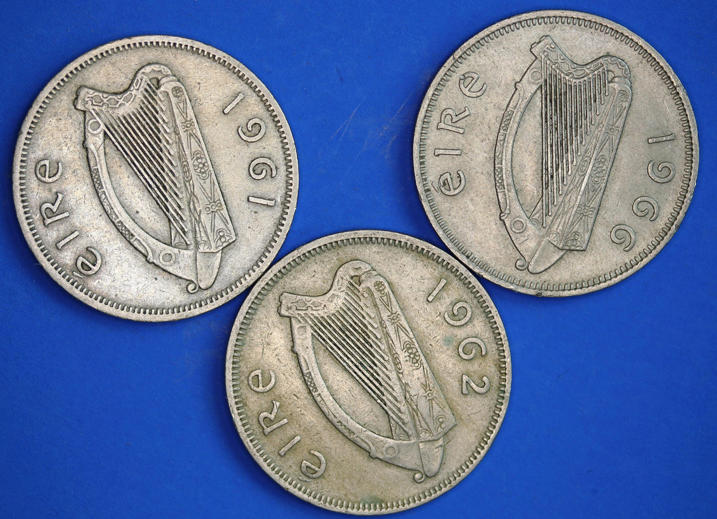 GENUINE 3 Irish florins /two shillings Ireland EIRE coins, Salmon, various dates [01/26 34073]