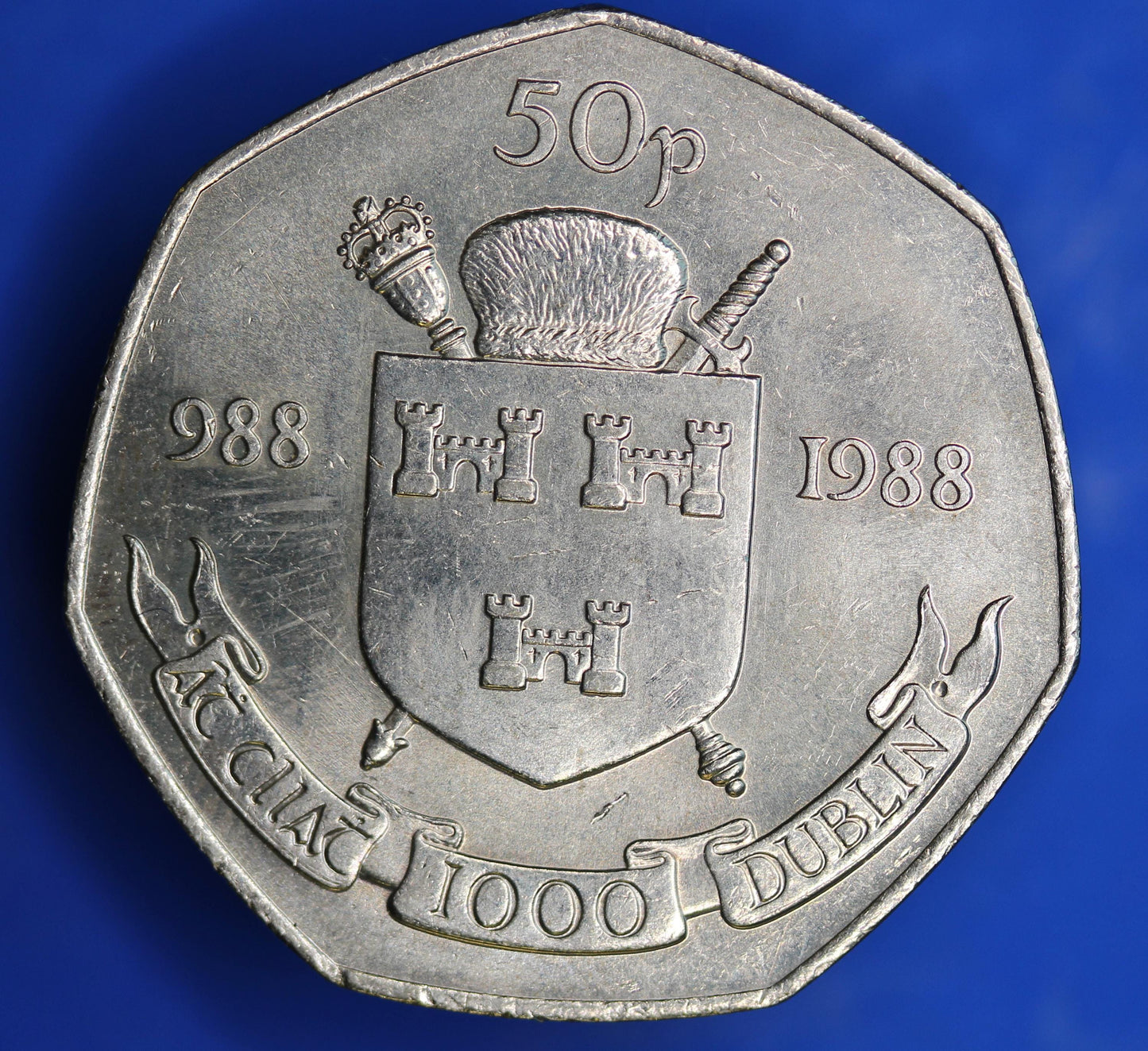 1988 Irish Ireland EIRE Fifty Pence 50p coin, Dublin Millennium    [01/26 34082]