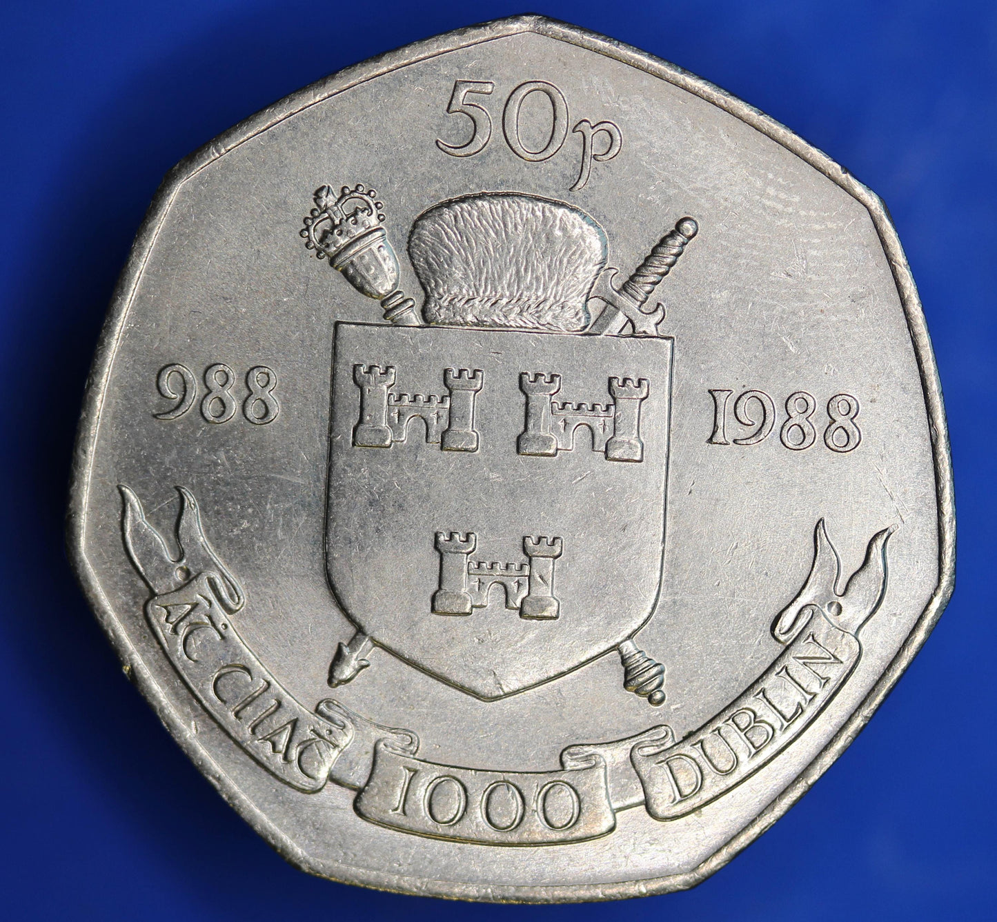 1988 Irish Ireland EIRE Fifty Pence 50p coin, Dublin Millennium    [01/26 34085]