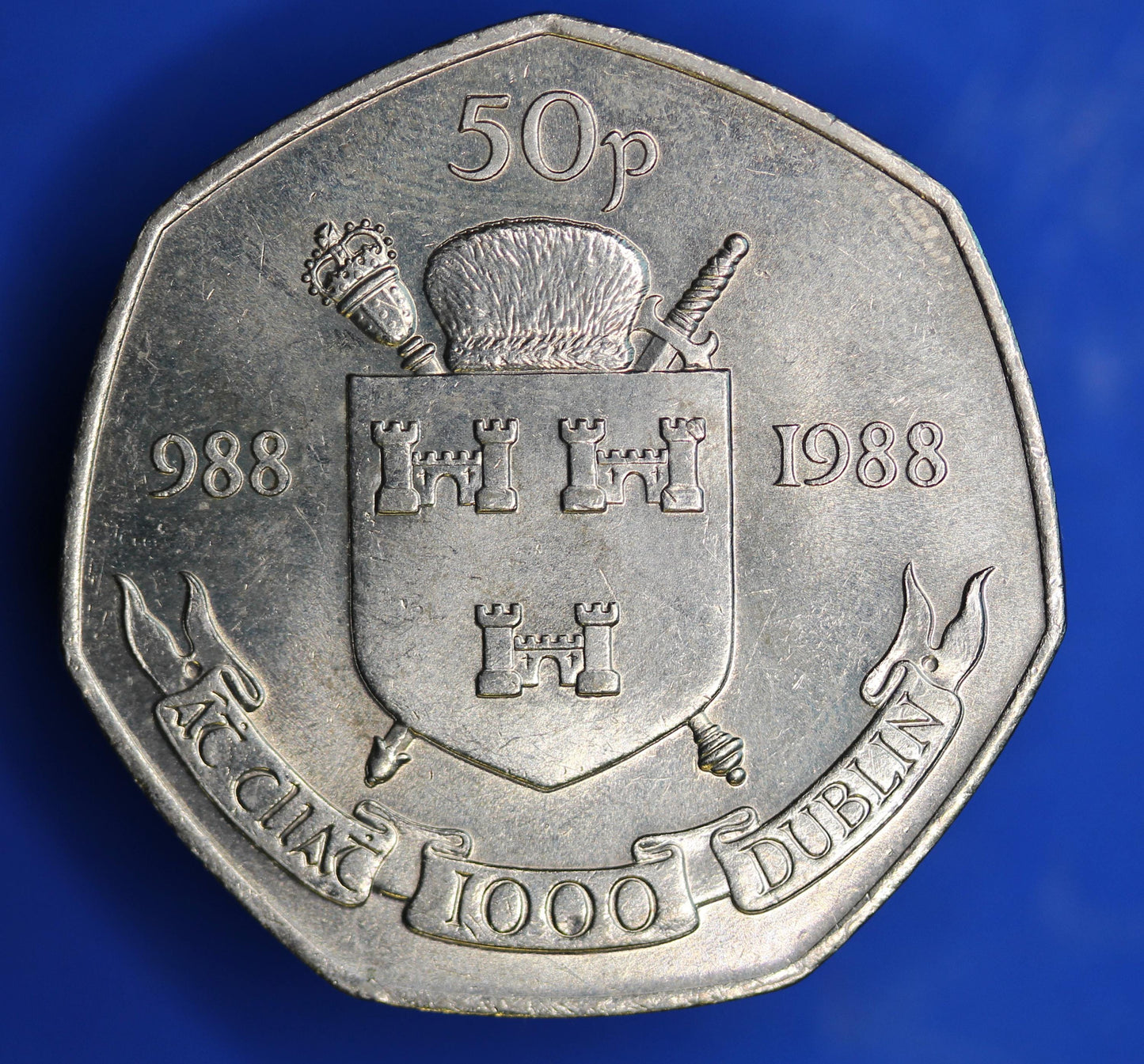 1988 Irish Ireland EIRE Fifty Pence 50p coin, Dublin Millennium    [01/26 34088]