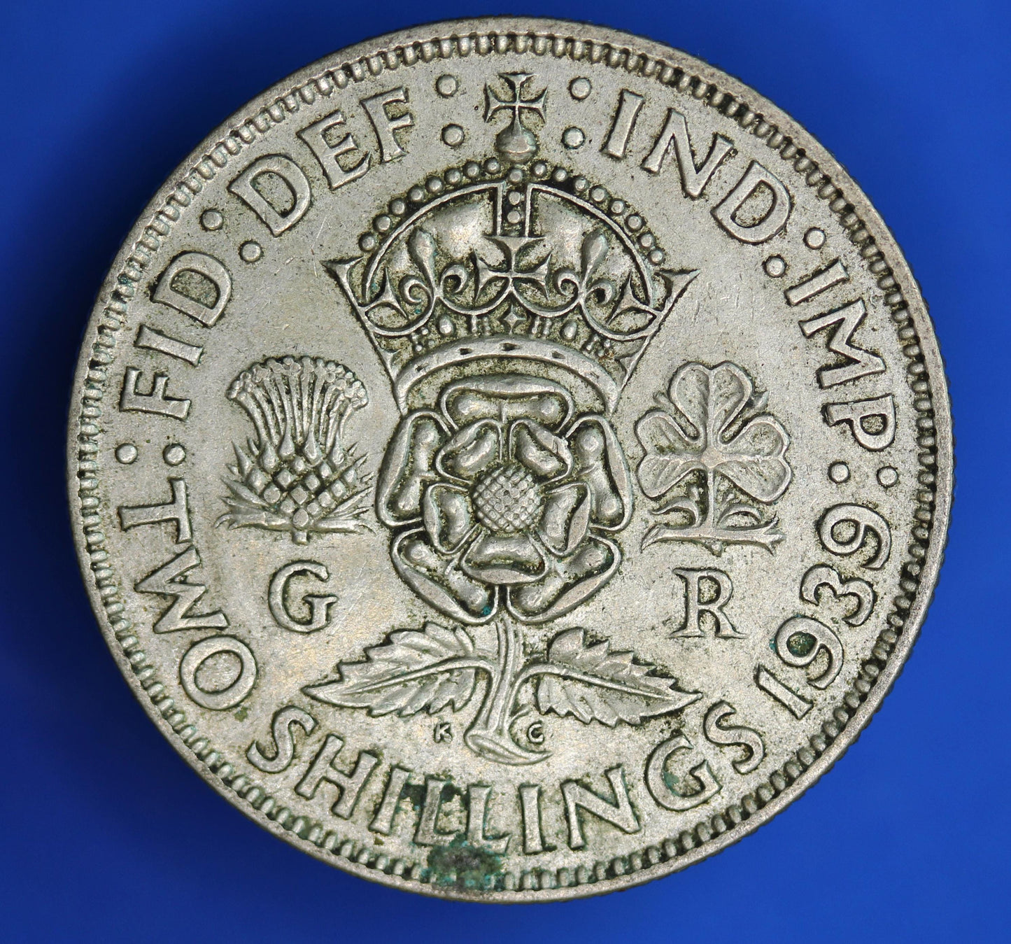 GENUINE British Coin -  1939 George VI florin/ two shillings, 50% silver  [02/26 34360]