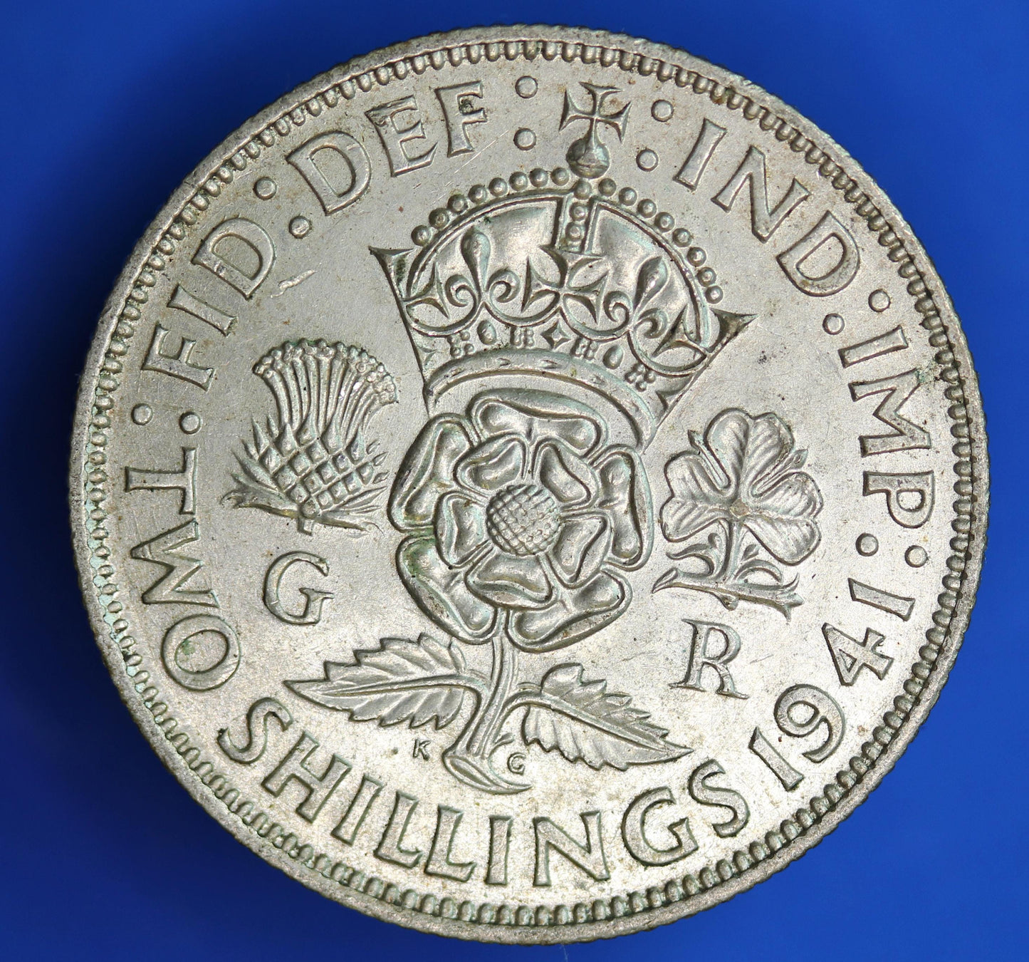GENUINE British Coin -  1941 George VI florin/ two shillings, 50% silver  [02/26 34361]