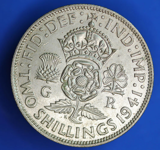 GENUINE British Coin -  1941 George VI florin/ two shillings, 50% silver  [02/26 34361]