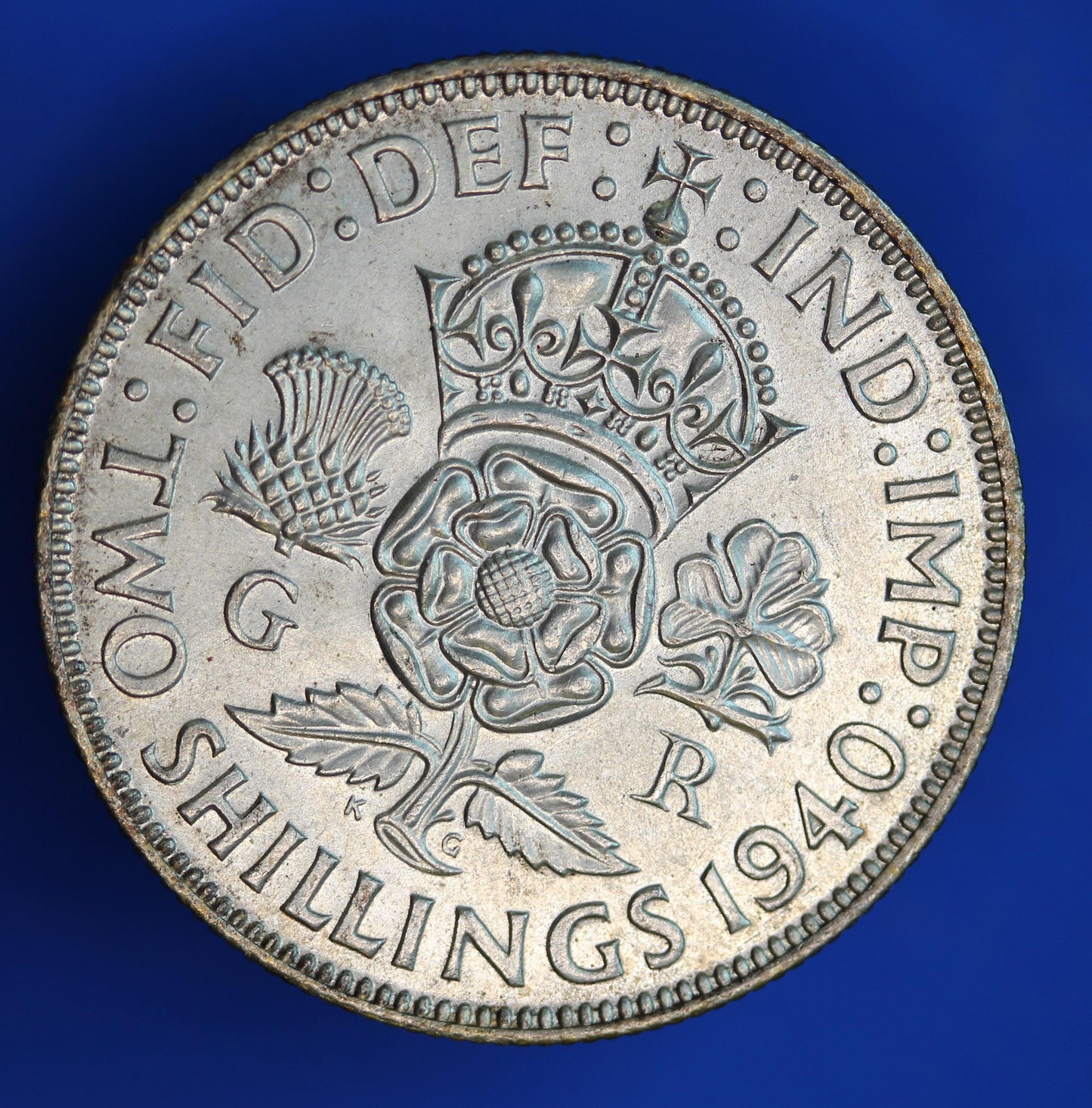 GENUINE British Coin -  1940 George VI florin/ two shillings, 50% silver  [02/26 34502]
