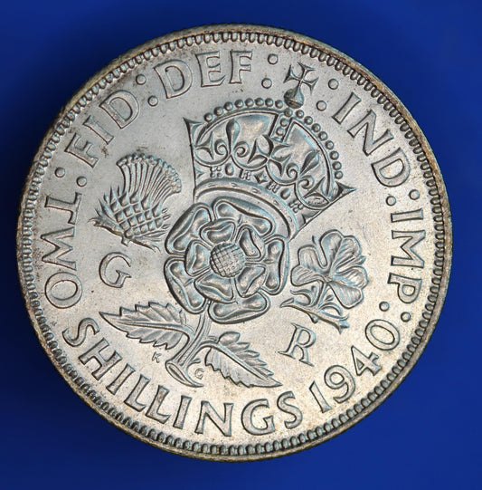 GENUINE British Coin -  1940 George VI florin/ two shillings, 50% silver  [02/26 34502]