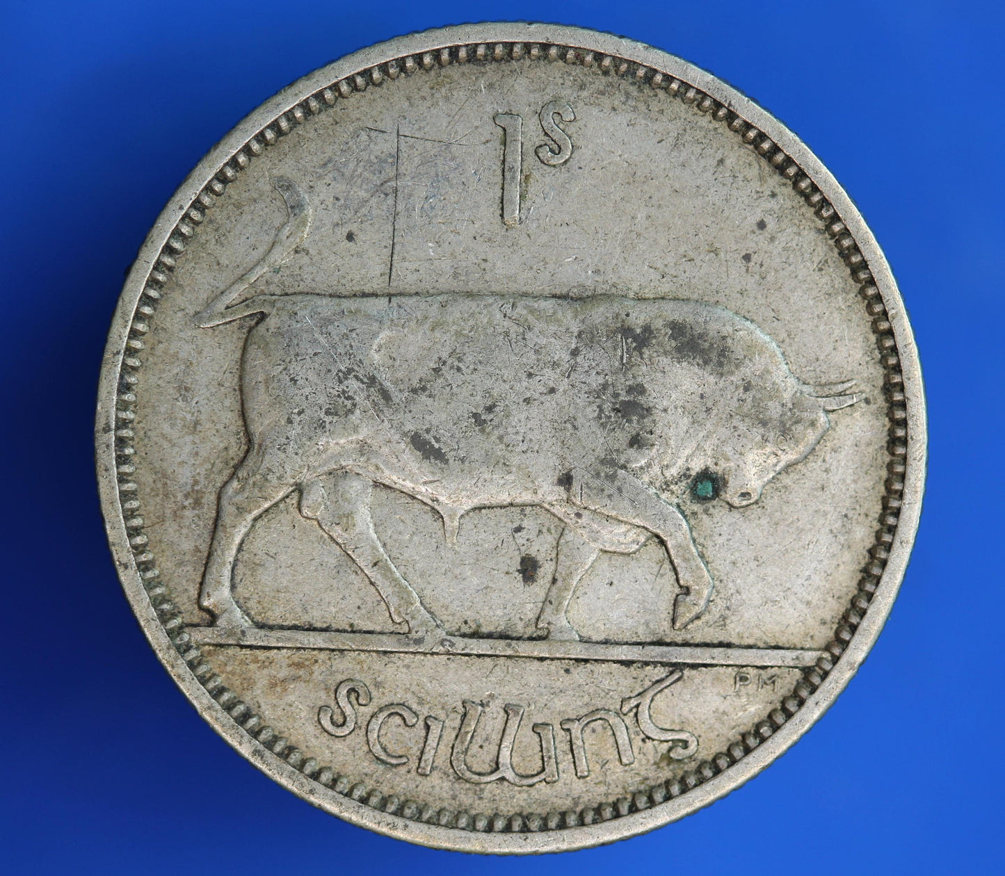 GENUINE 1939 Irish shilling Ireland EIRE coin, 75% silver, Bull Coin [02/26 34530]