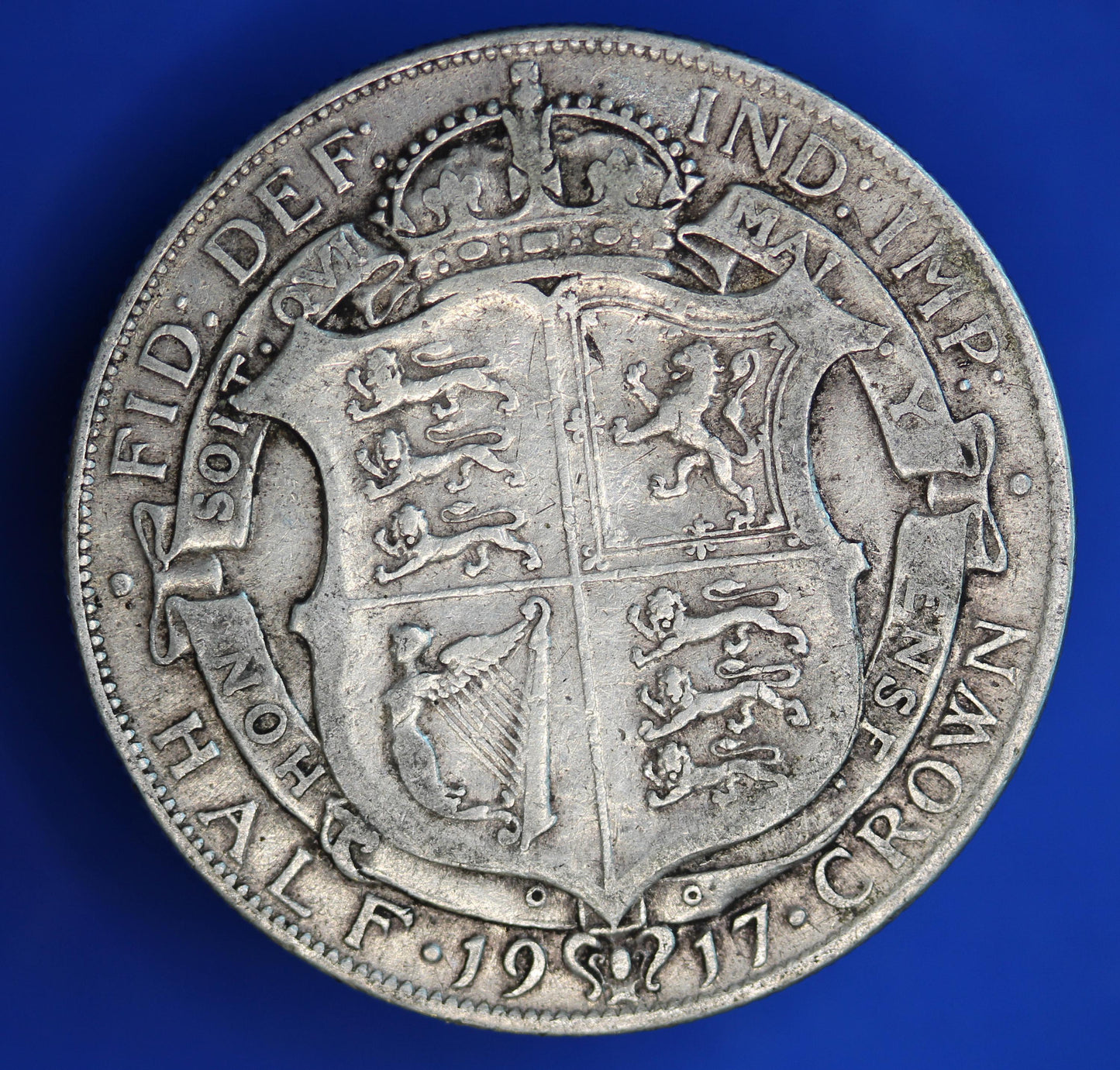 GENUINE British Coin -  1917 George V half crown, 92.5% silver coin  [02/26 34327]