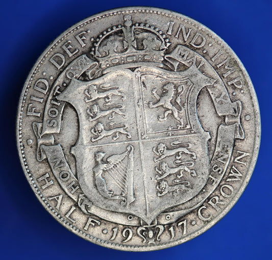 GENUINE British Coin -  1917 George V half crown, 92.5% silver coin  [02/26 34327]