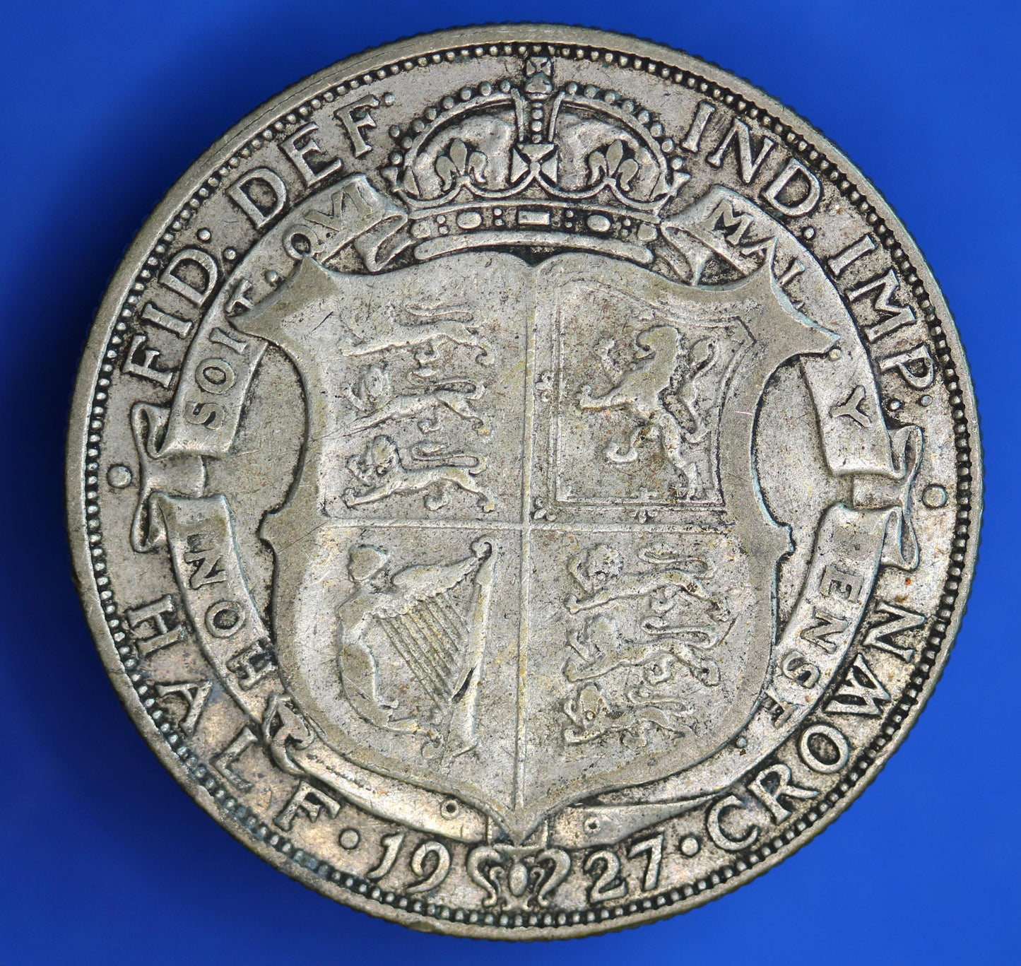 GENUINE British Coin -  1927 George V half crown, 50% silver coin  [02/26 34329]