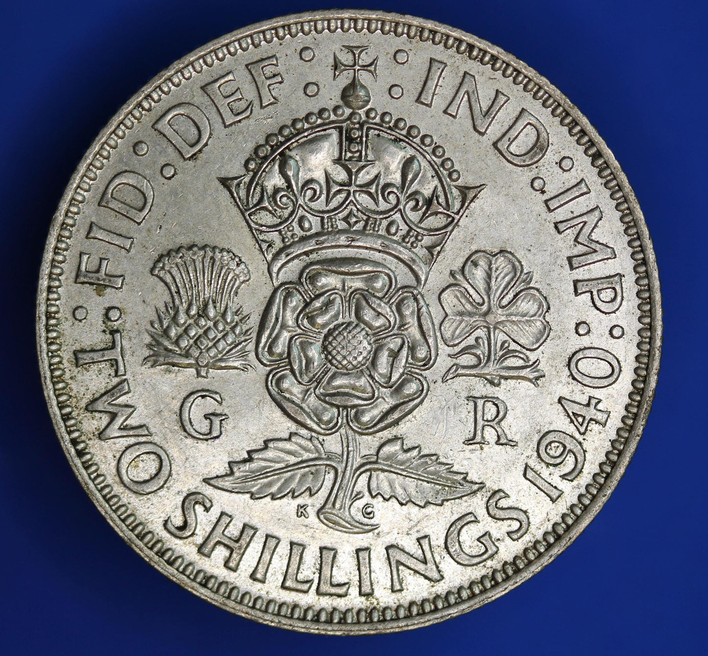 GENUINE British Coin -  1940 George VI florin/ two shillings, 50% silver  [02/26 34355]