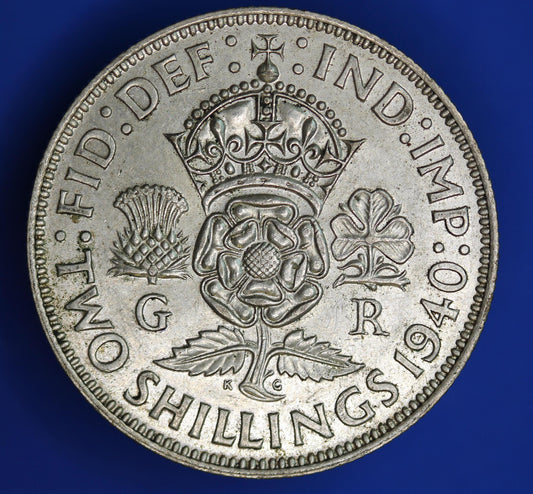 GENUINE British Coin -  1940 George VI florin/ two shillings, 50% silver  [02/26 34355]