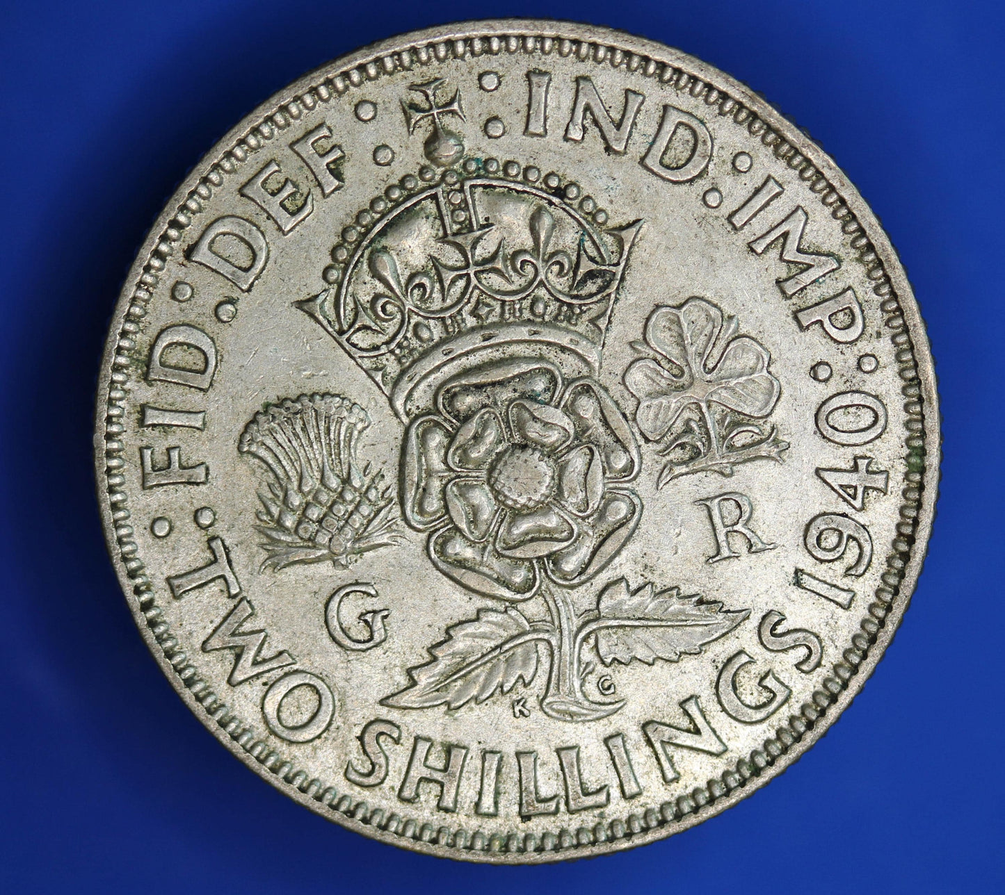 GENUINE British Coin -  1940 George VI florin/ two shillings, 50% silver  [02/26 34358]