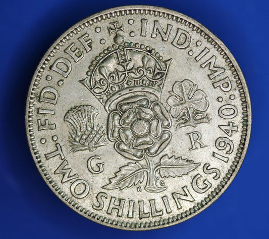 GENUINE British Coin -  1940 George VI florin/ two shillings, 50% silver  [02/26 34358]
