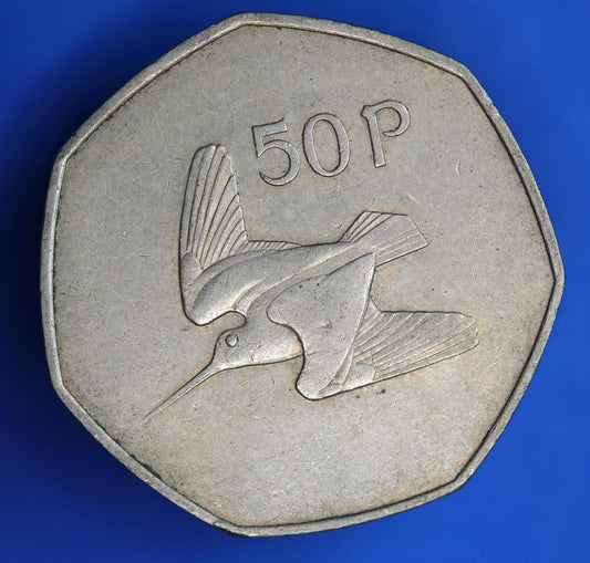 1970 Irish Ireland EIRE Fifty Pence 50p coin, Woodcock    [02/26 34375]