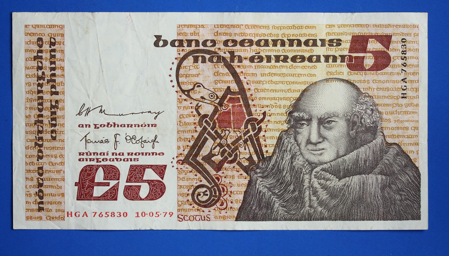 1979 Central Bank of Ireland, Five Pound, Five Punt Irish EIRE banknote [02/26 34408]