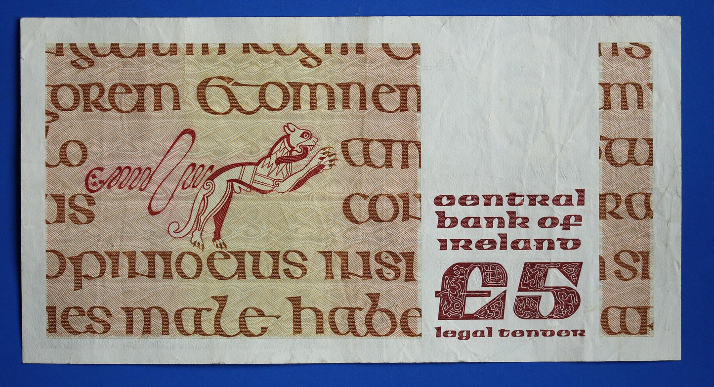 1979 Central Bank of Ireland, Five Pound, Five Punt Irish EIRE banknote [02/26 34408]