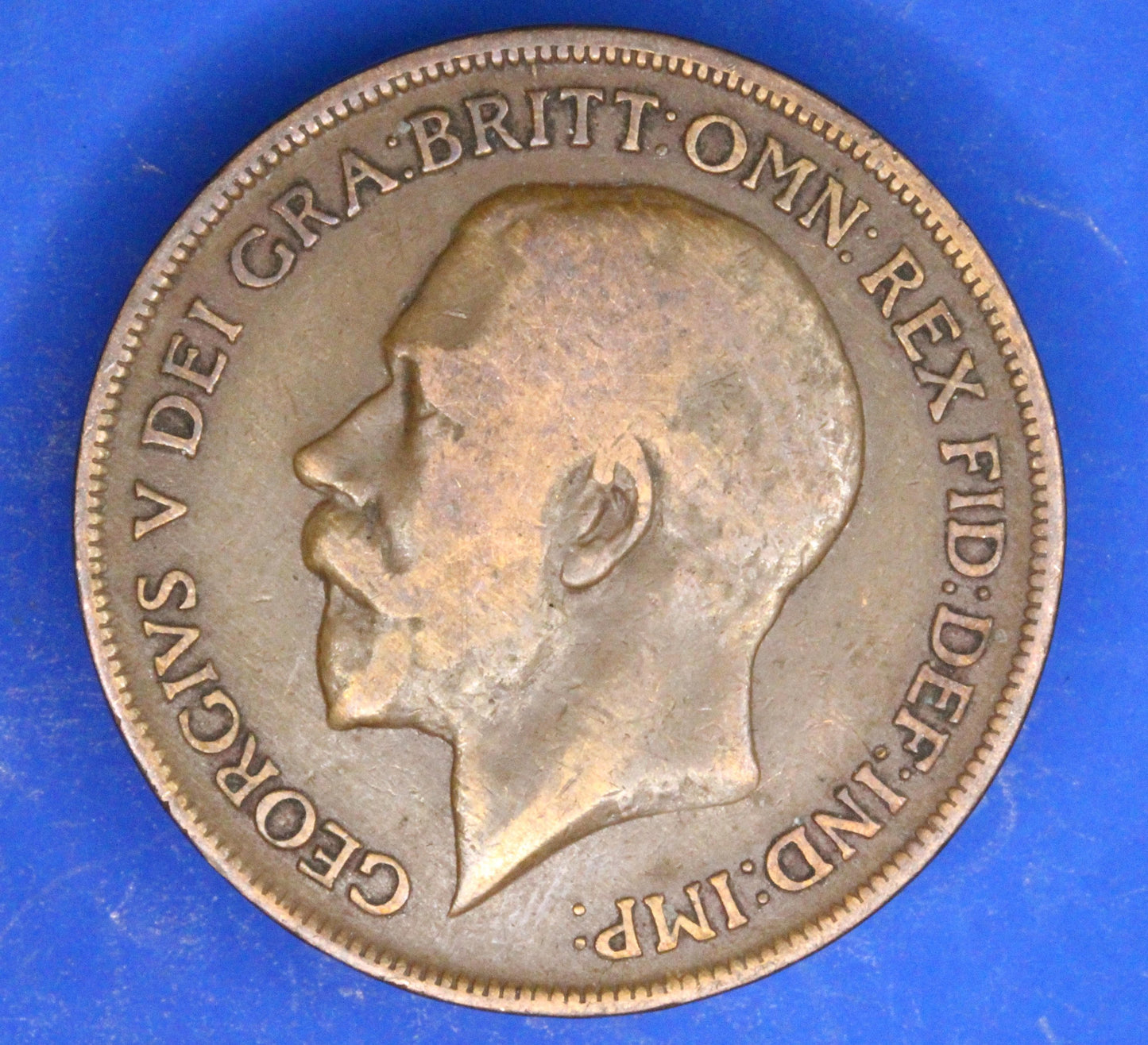 GENUINE British Coin -  1920 George V penny 1d  [02/26 34597]
