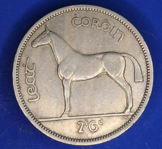 GENUINE 1964 Irish Half Crown 2/6 Ireland EIRE coin, Hunter Horse [02/26 34600]