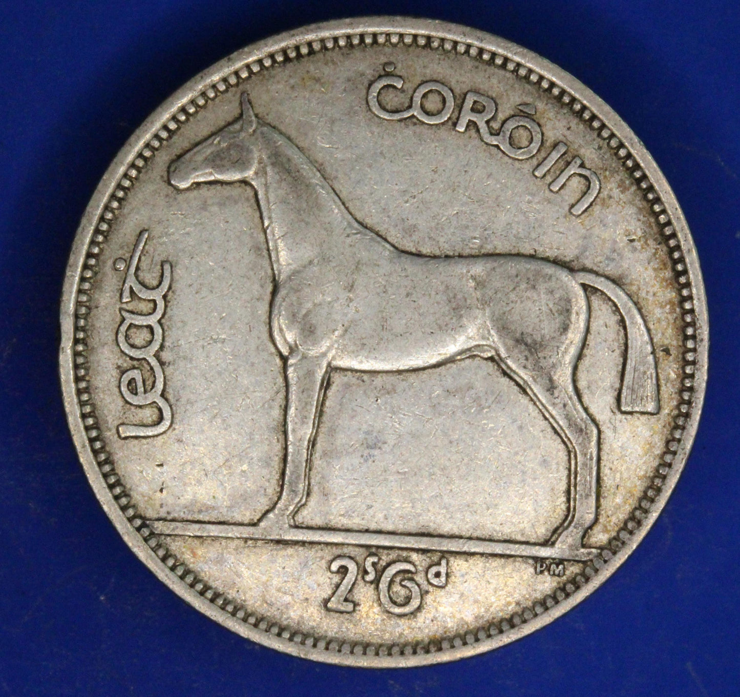 GENUINE 1939 Irish Half Crown 2/6 Ireland EIRE coin, 75% silver, Hunter Horse [02/26 34601]