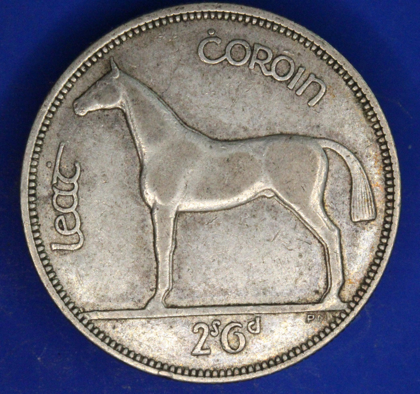 GENUINE 1930 Irish Half Crown 2/6 Ireland EIRE coin, 75% silver, Hunter Horse [02/26 34603]